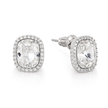 Halo Cushion-Cut Stud Earrings - Clear
