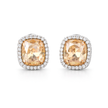 Halo Cushion-Cut Stud Earrings - Citrine