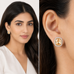 Halo Cushion-Cut Stud Earrings - Citrine