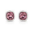Petite Cushion Halo Stud Earrings - Burgundy