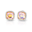 Petite Cushion Halo Stud Earrings - Aurora
