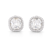 Petite Cushion Halo Stud Earrings - Clear