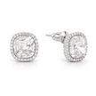 Petite Cushion Halo Stud Earrings - Clear