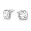 Petite Cushion Halo Stud Earrings - Clear
