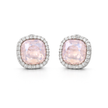 Petite Cushion Halo Stud Earrings - Rose Quartz