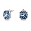 Petite Cushion Halo Stud Earrings - Aqua Blue