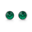 Round Rivoli Bezel Stud Earrings - Emerald Green