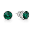 Round Rivoli Bezel Stud Earrings - Emerald Green