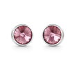 Round Rivoli Bezel Stud Earrings - Rose pink