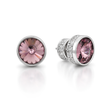 Round Rivoli Bezel Stud Earrings - Rose pink