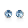 Round Rivoli Bezel Stud Earrings - Aqua Blue