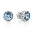 Round Rivoli Bezel Stud Earrings - Aqua Blue