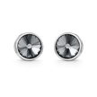 Round Rivoli Bezel Stud Earrings - Black