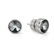 Round Rivoli Bezel Stud Earrings - Black
