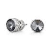 Round Rivoli Bezel Stud Earrings - Black