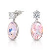 Oval Crystal Drop Earrings with CZ Stud - Aurora
