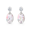 Oval Crystal Drop Earrings with CZ Stud - Clear