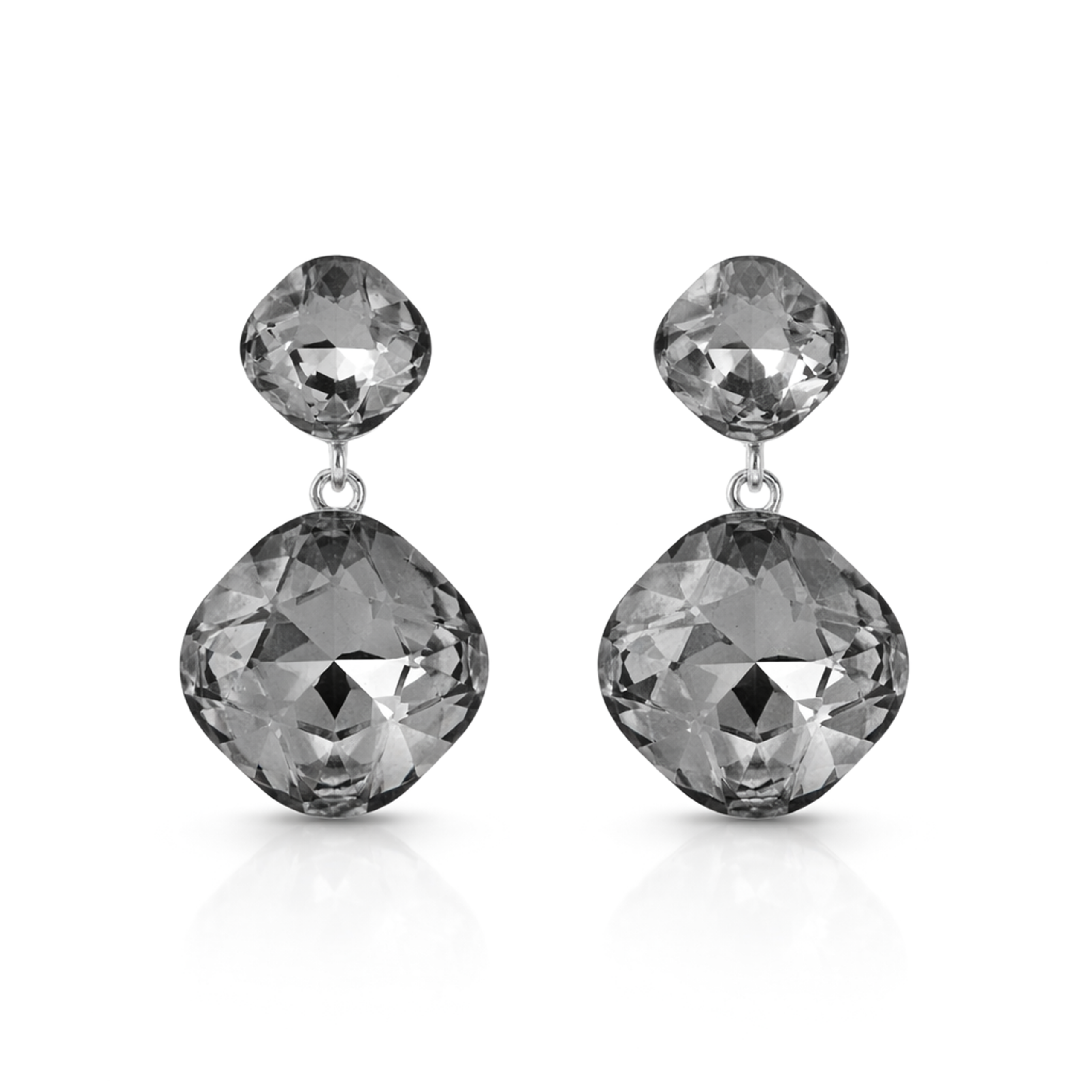 Two-Tier Cushion Drop Earrings - Black