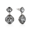 Two-Tier Cushion Drop Earrings - Black