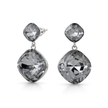 Two-Tier Cushion Drop Earrings - Black