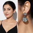 Two-Tier Cushion Drop Earrings - Black