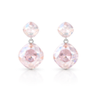 Two-Tier Cushion Drop Earrings - Rose Quartz