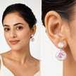 Two-Tier Cushion Drop Earrings - Rose Quartz
