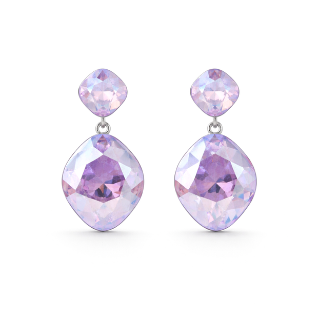 Two-Tier Cushion Drop Earrings - Lavender