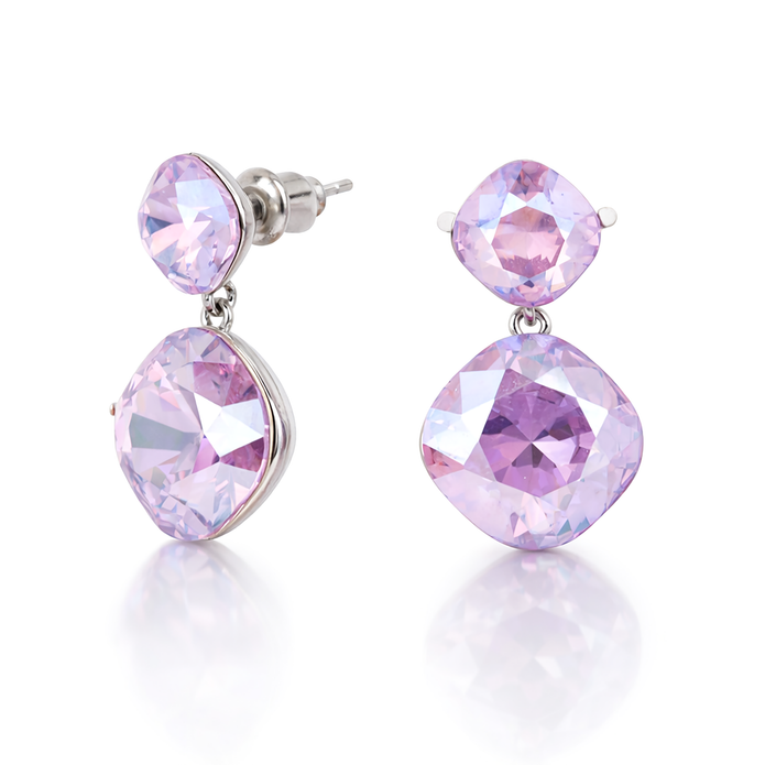 Two-Tier Cushion Drop Earrings - Lavender