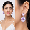 Two-Tier Cushion Drop Earrings - Lavender