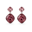 Two-Tier Cushion Drop Earrings - Burgundy