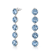 Octagonal Tennis Drop Earrings - Aqua Blue