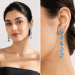 Octagonal Tennis Drop Earrings - Aqua Blue