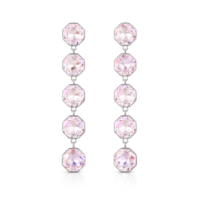 Octagonal Tennis Drop Earrings - Rose pink