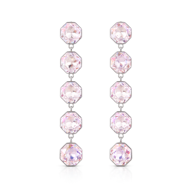 Octagonal Tennis Drop Earrings - Rose pink