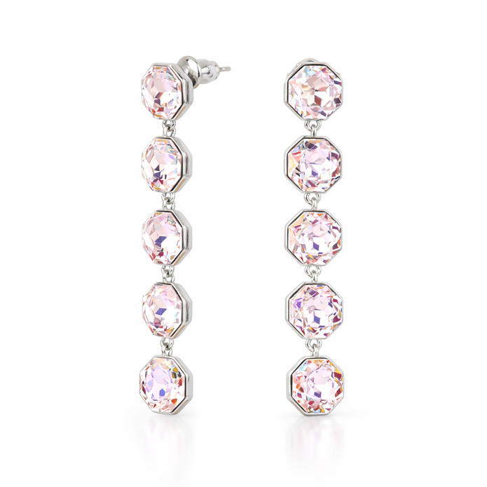 Octagonal Tennis Drop Earrings - Rose pink