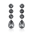 Tennis Drop Earrings with Pear Finale - Black