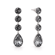 Tennis Drop Earrings with Pear Finale - Black