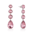 Tennis Drop Earrings with Pear Finale - Rose pink