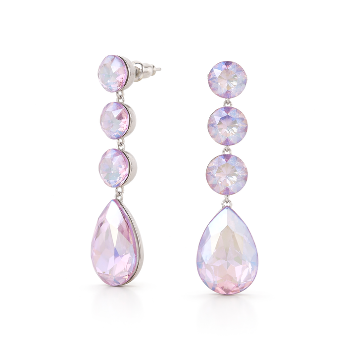 Tennis Drop Earrings with Pear Finale - Aurora