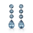 Tennis Drop Earrings with Pear Finale - Aqua Blue