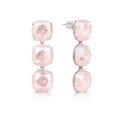 Opal-Effect Cushion Drop Earrings - Rose Quartz