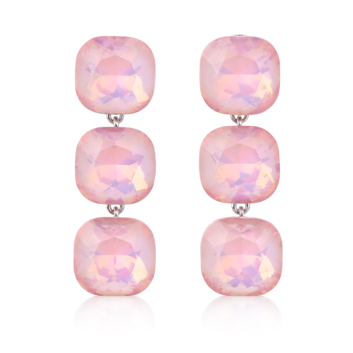Opal-Effect Cushion Drop Earrings - Rose pink