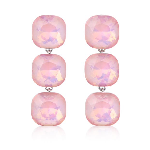 Opal-Effect Cushion Drop Earrings - Rose pink