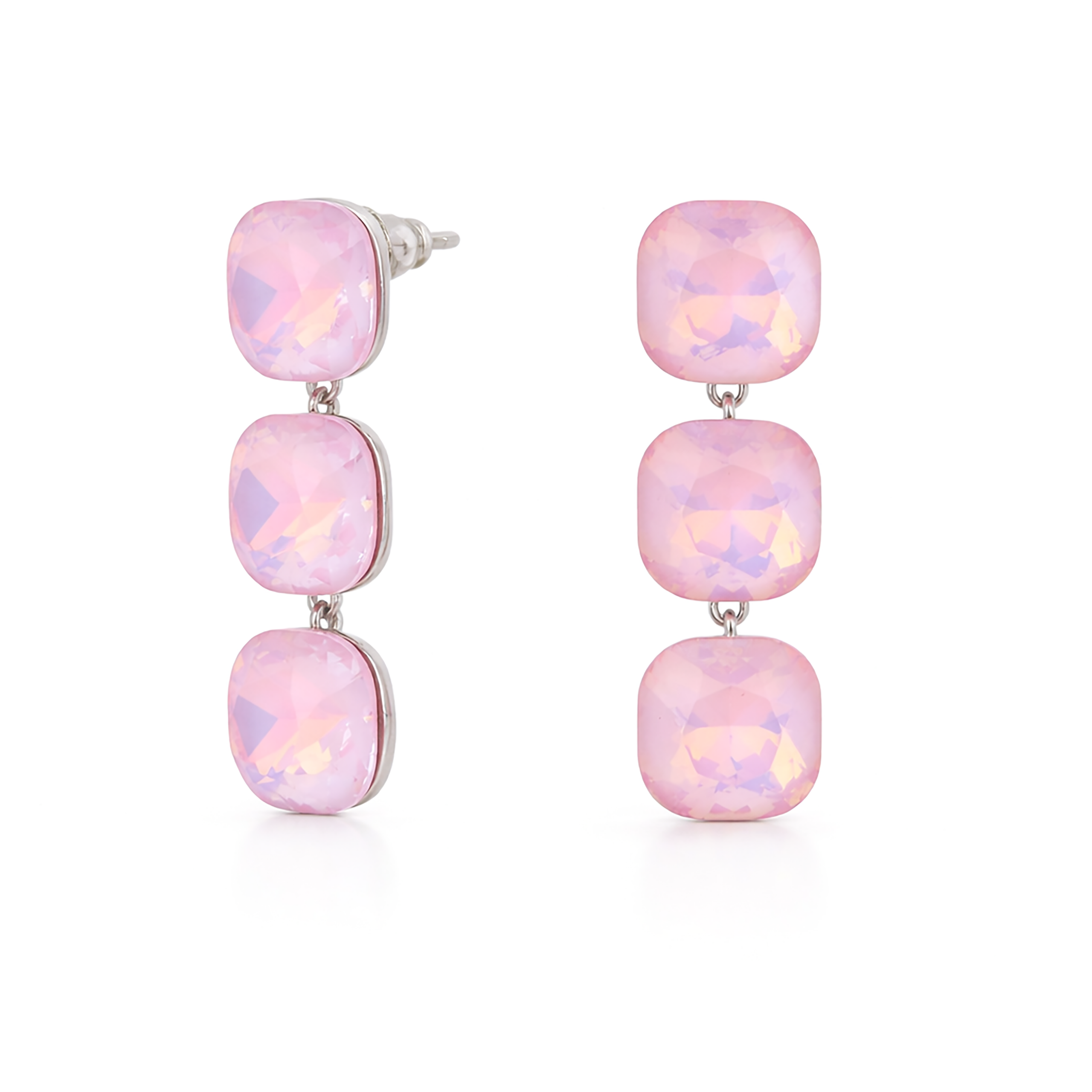Opal-Effect Cushion Drop Earrings - Rose pink