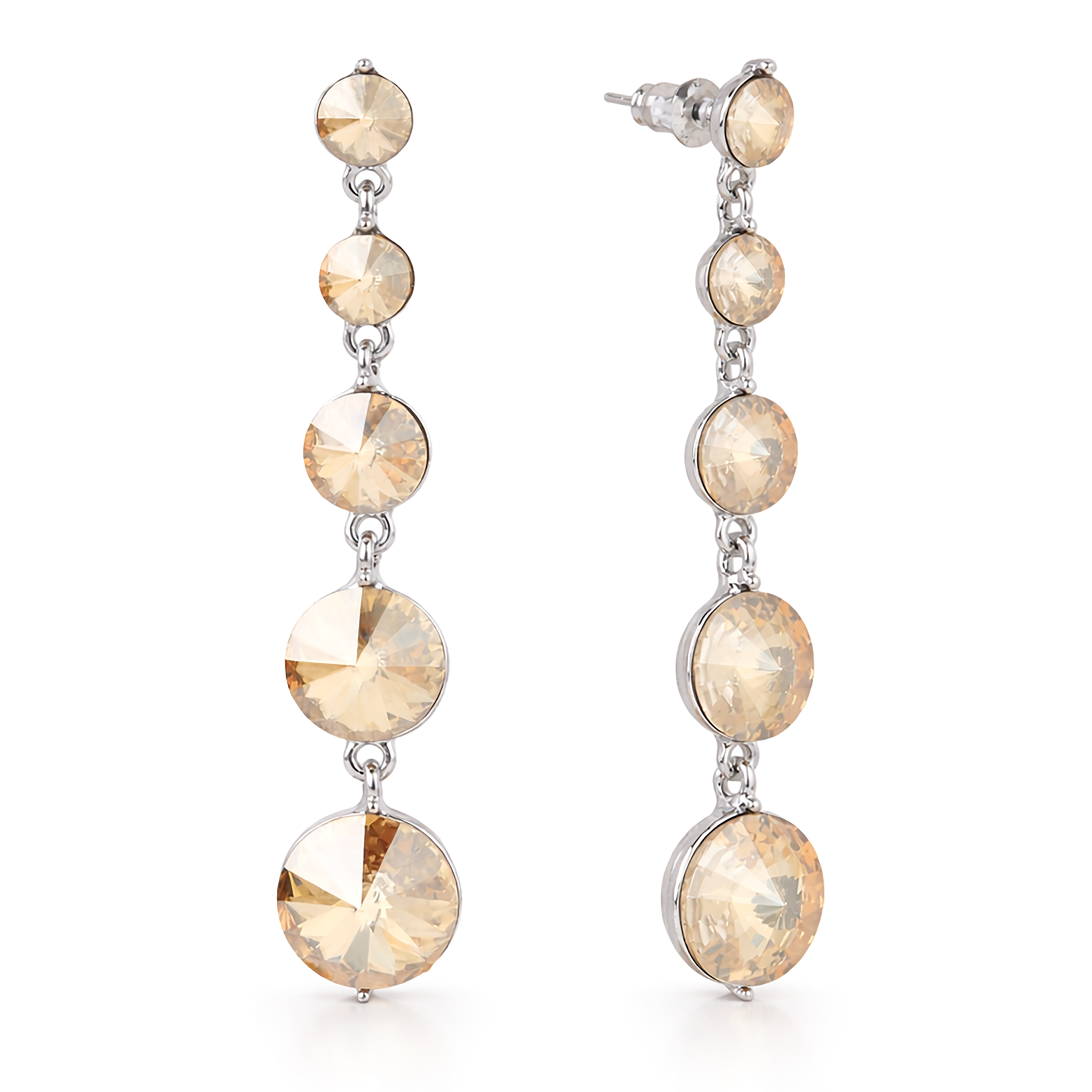 Graduating Rivoli Drop Earrings - Citrine
