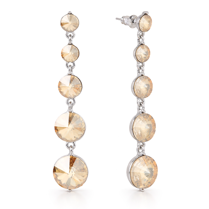 Graduating Rivoli Drop Earrings - Citrine