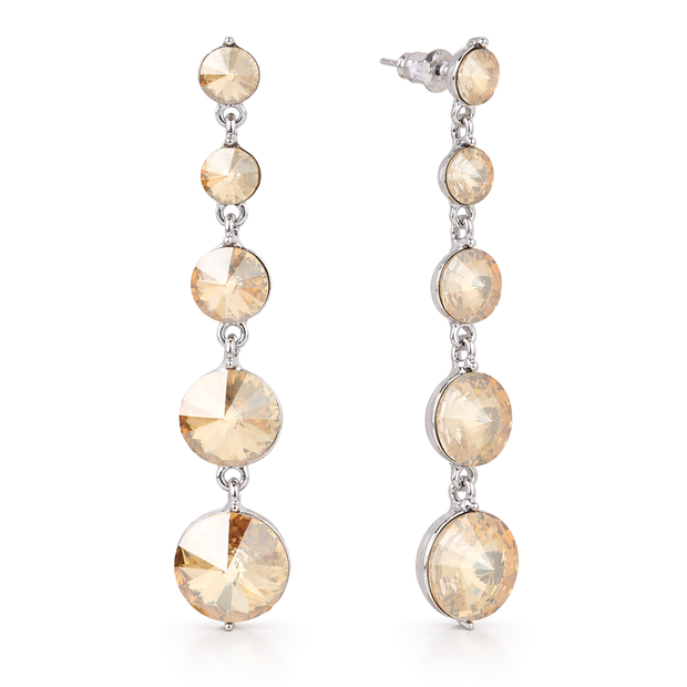 Graduating Rivoli Drop Earrings - Citrine