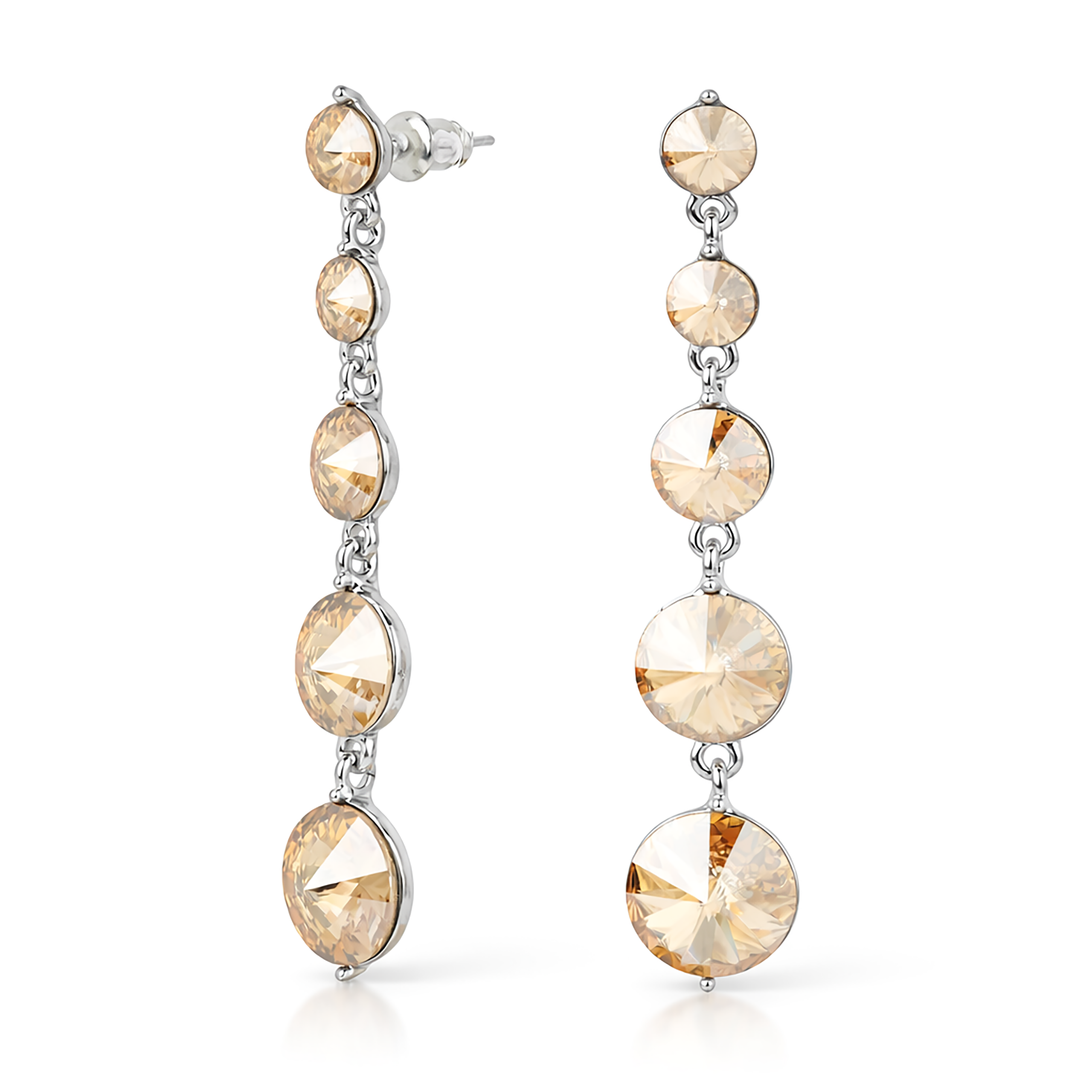 Graduating Rivoli Drop Earrings - Citrine