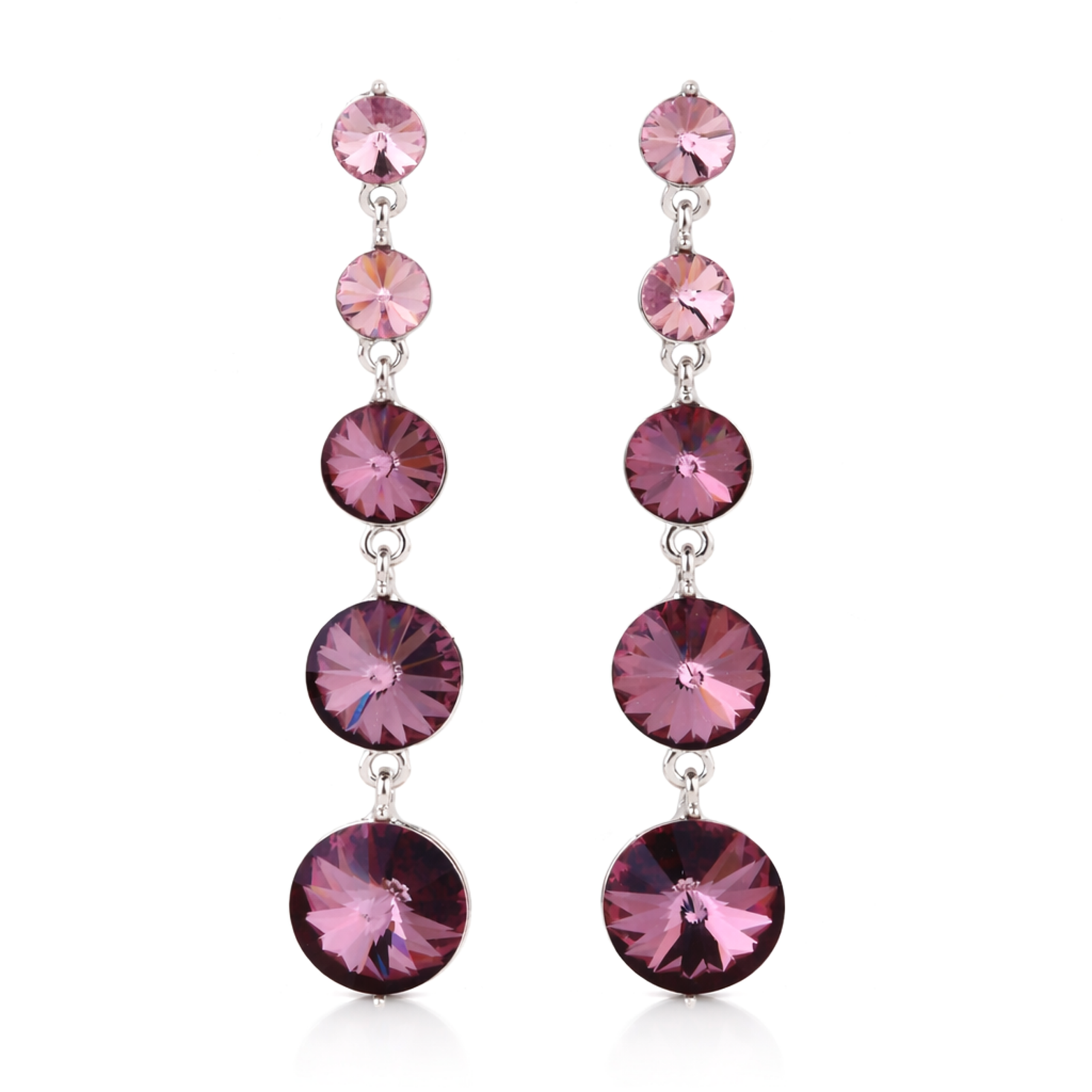 Graduating Rivoli Drop Earrings - Plum